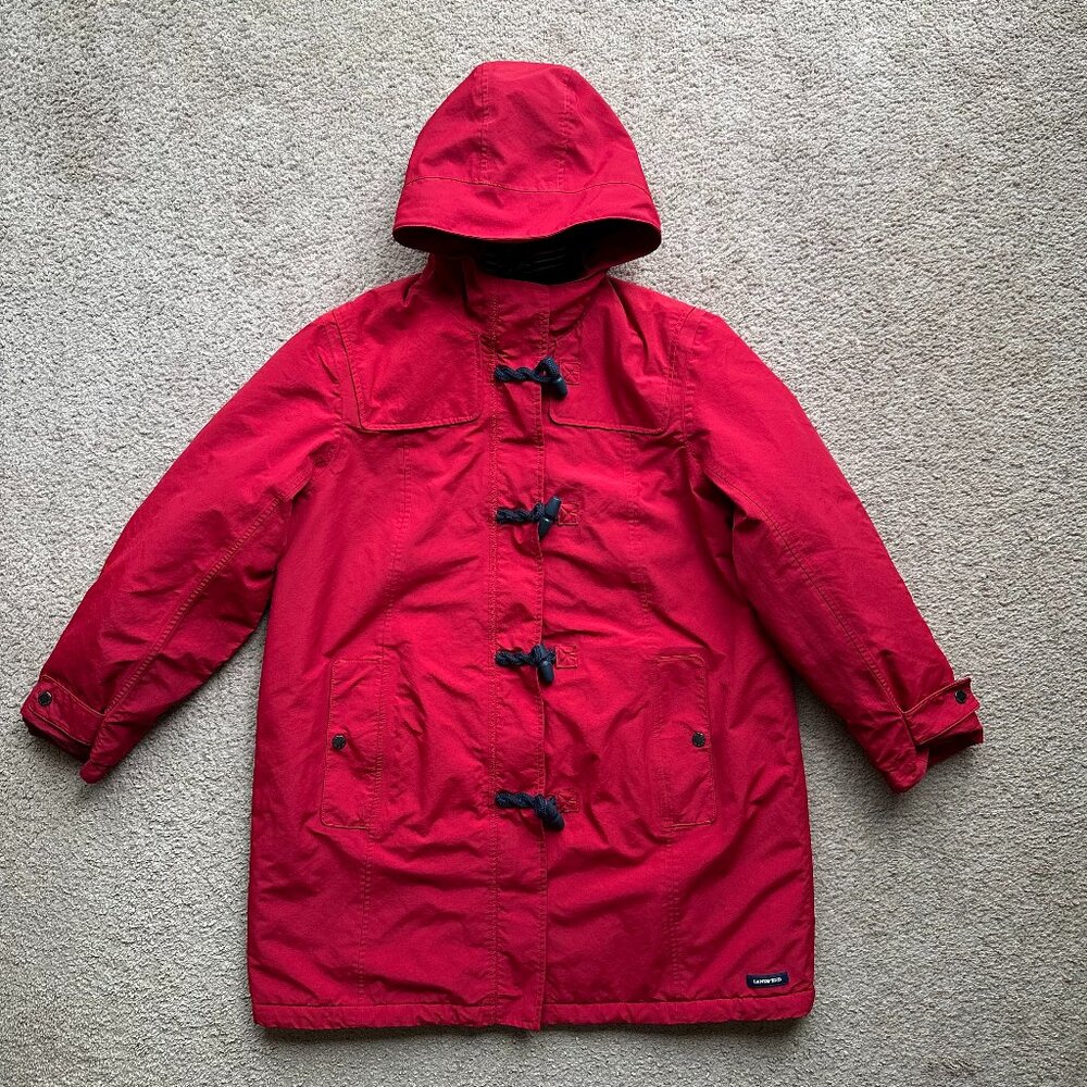 Lands End Jacket Womens Petite XL 18 Full Zip Hood Red Insulated Pockets